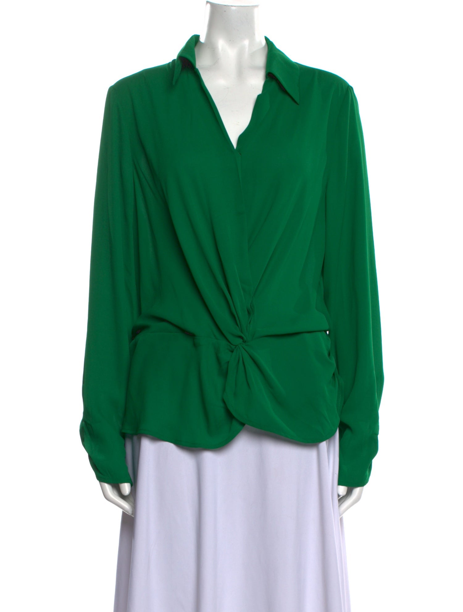 Neiman Marcus V-Neck Long Sleeve Blouse