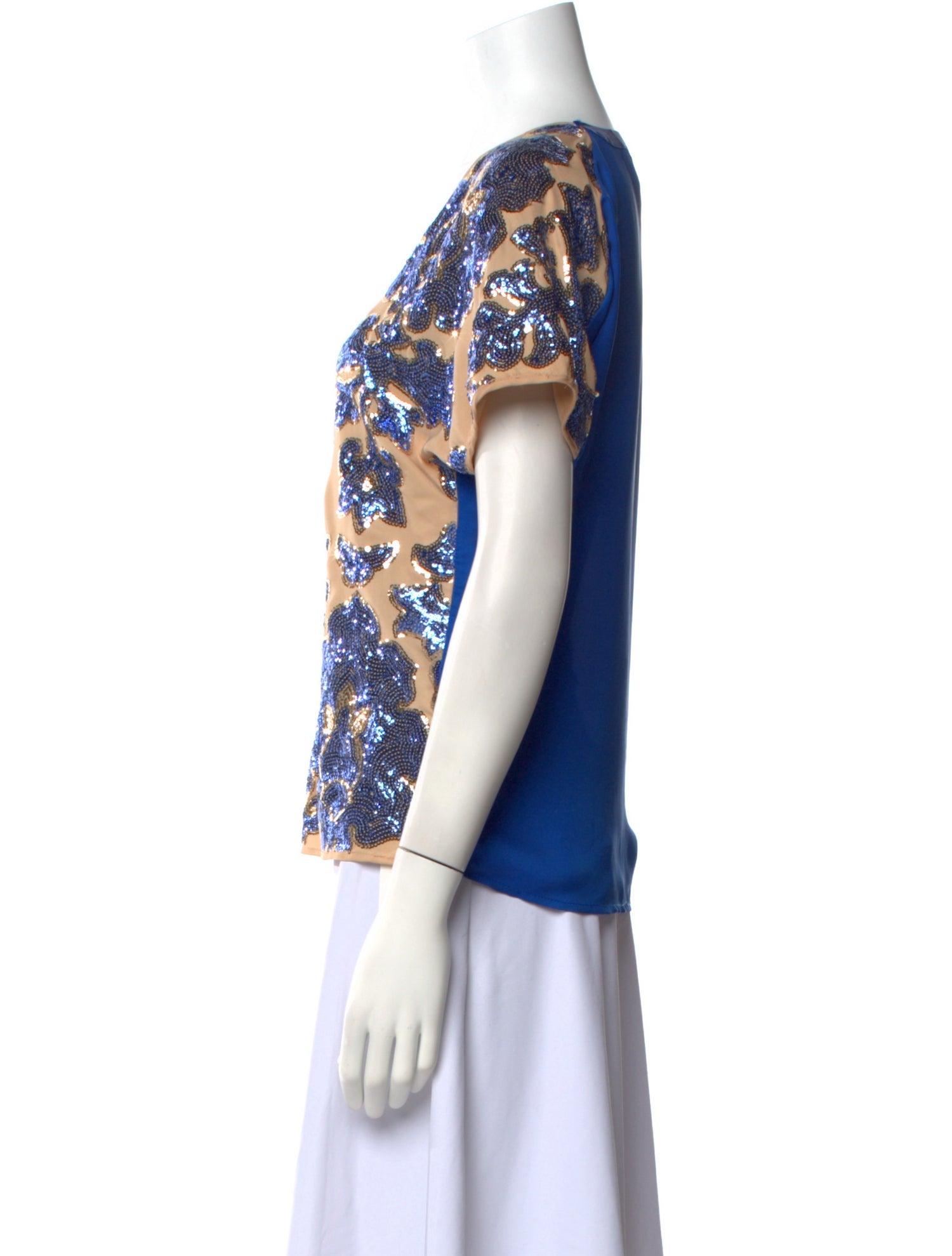 Neiman Marcus Patterned Scoop Neck T-Shirt