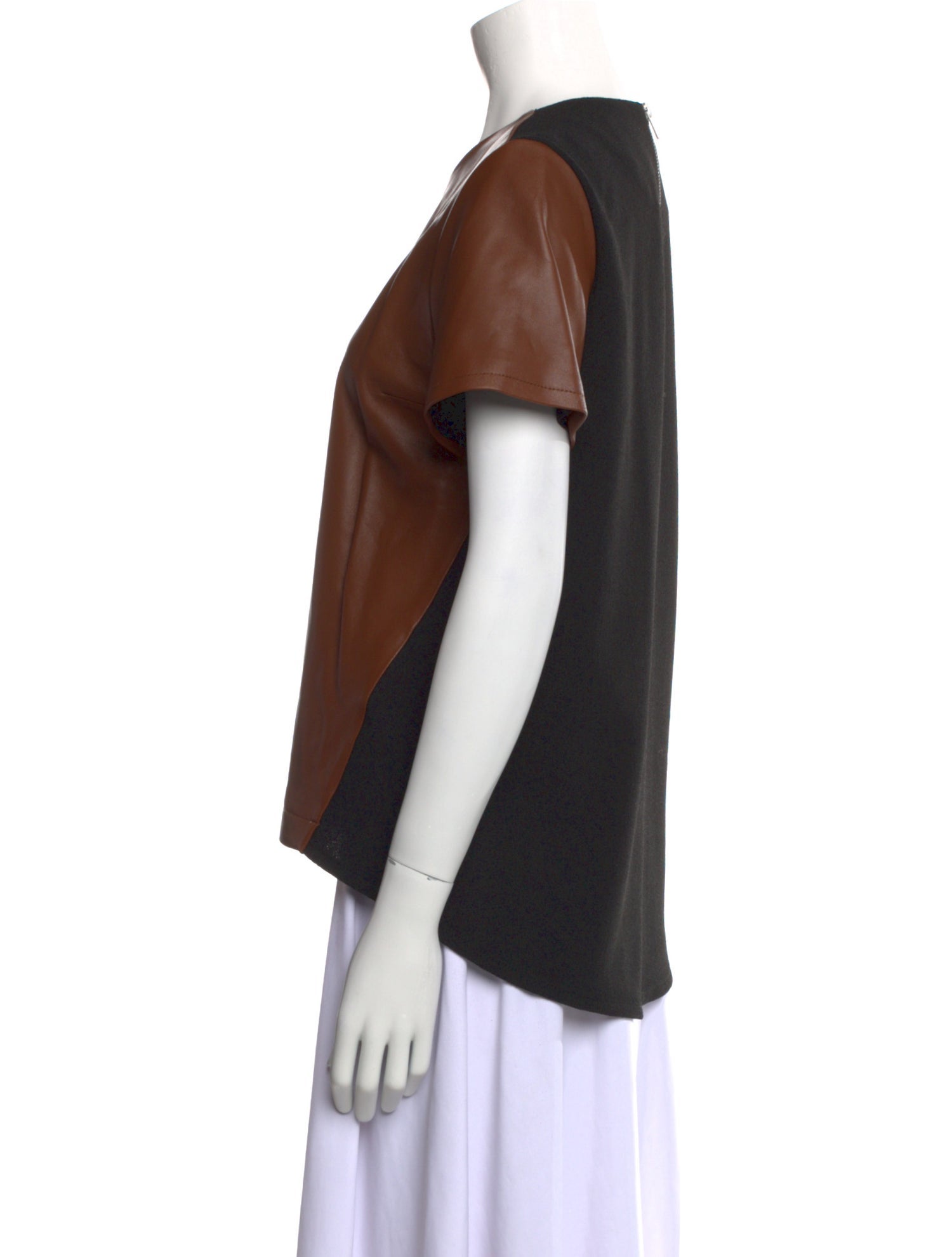 Neiman Marcus Leather Crew Neck T-Shirt w/ Tags