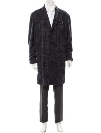 Neiman Marcus Plaid Print Overcoat