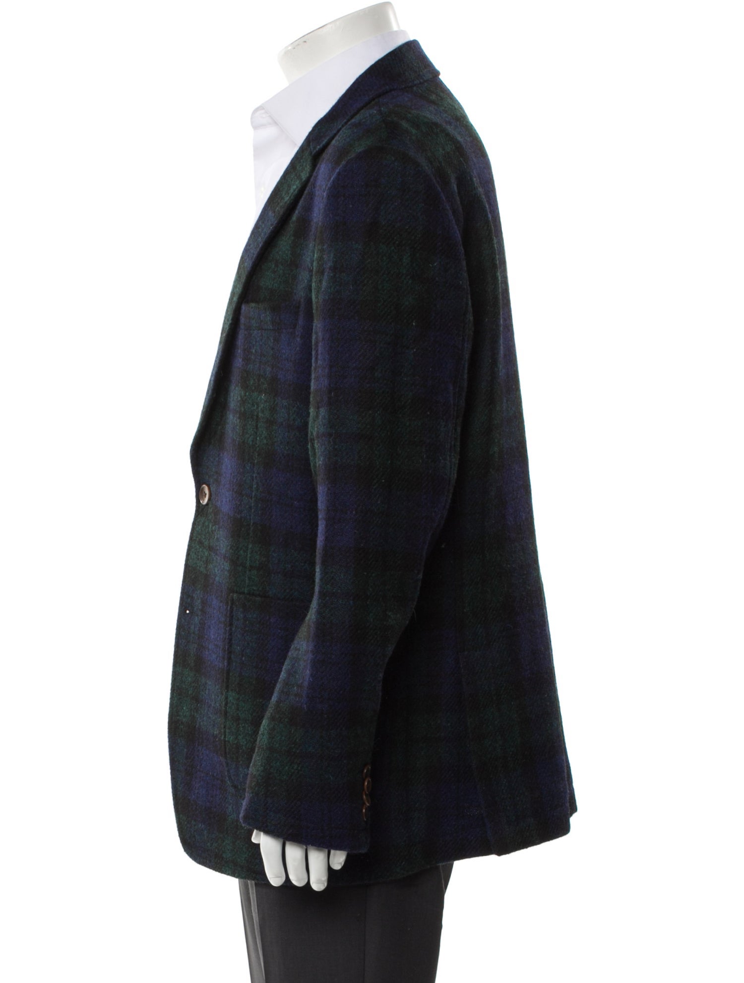 Neiman Marcus Wool Plaid Print Blazer