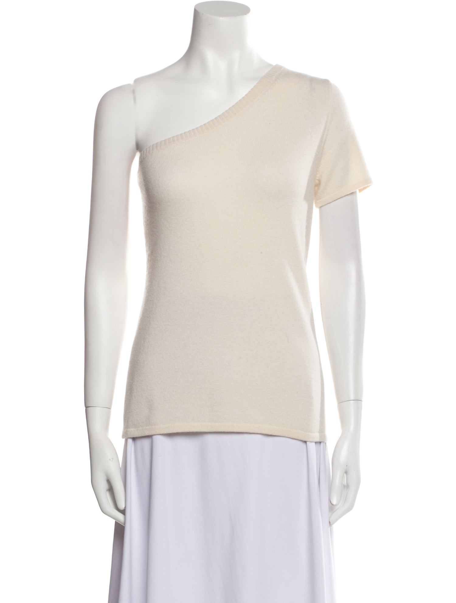 Neiman Marcus Cashmere One-Shoulder Top