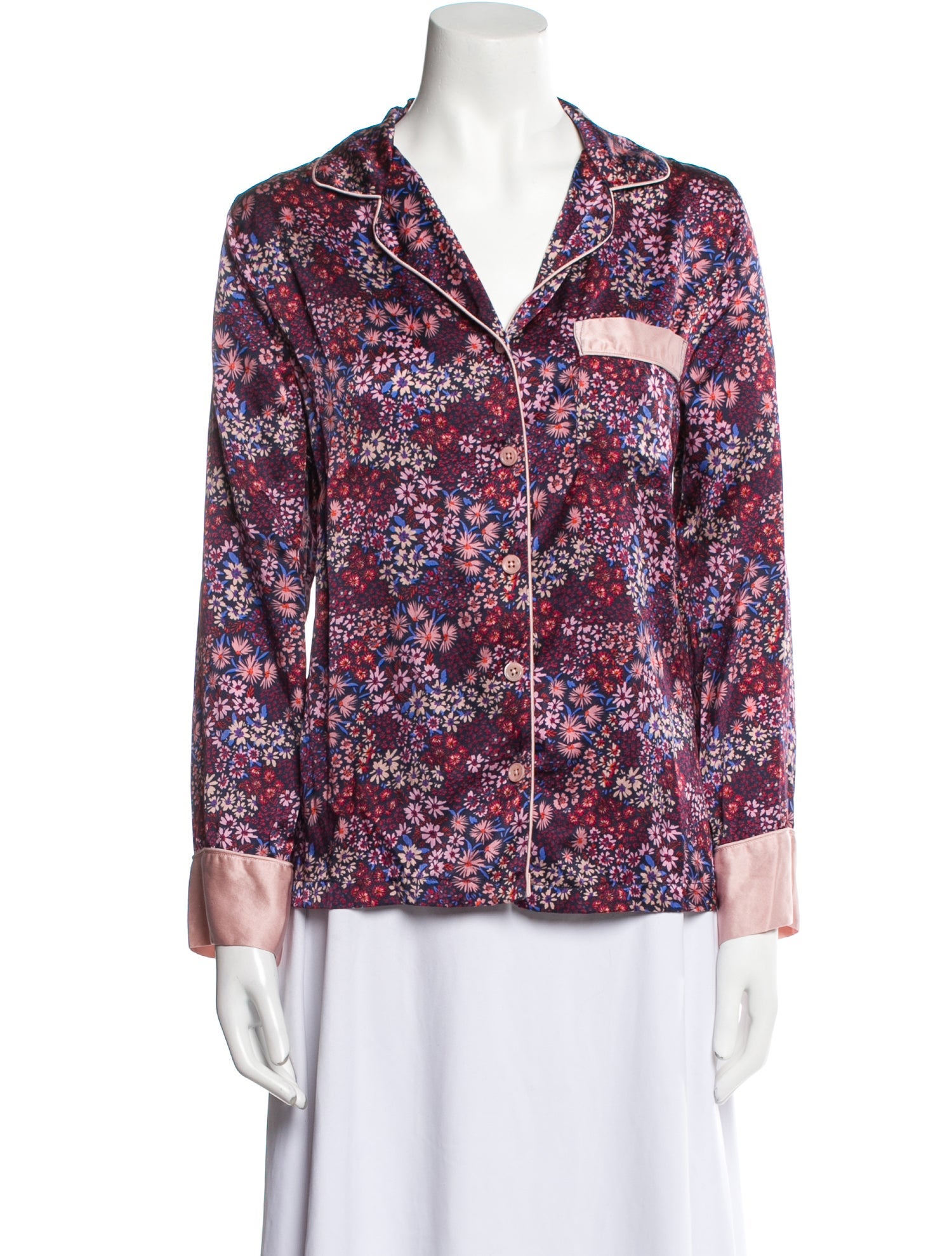 Neiman Marcus Silk Floral Print Pajamas