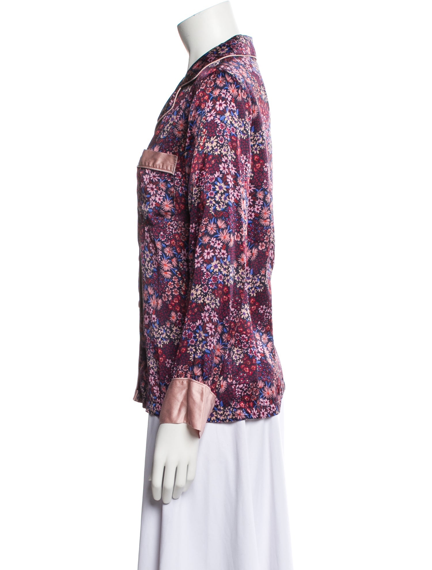 Neiman Marcus Silk Floral Print Pajamas