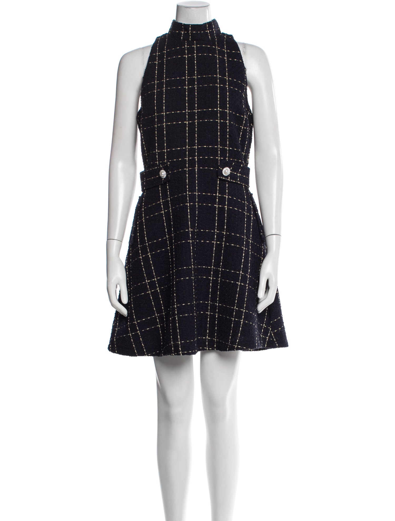 Neiman Marcus Plaid Print Knee-Length Dress