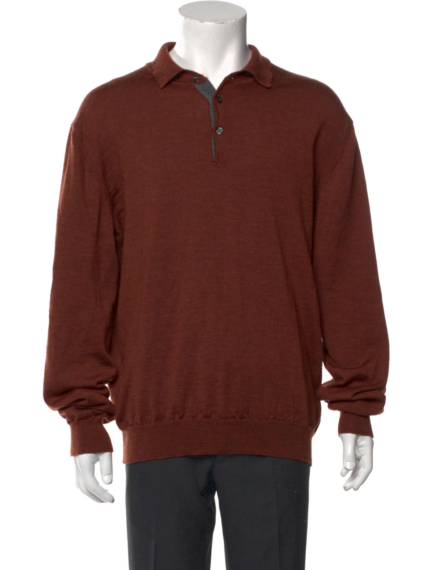 Neiman Marcus Merino Wool Collar Polo Sweater