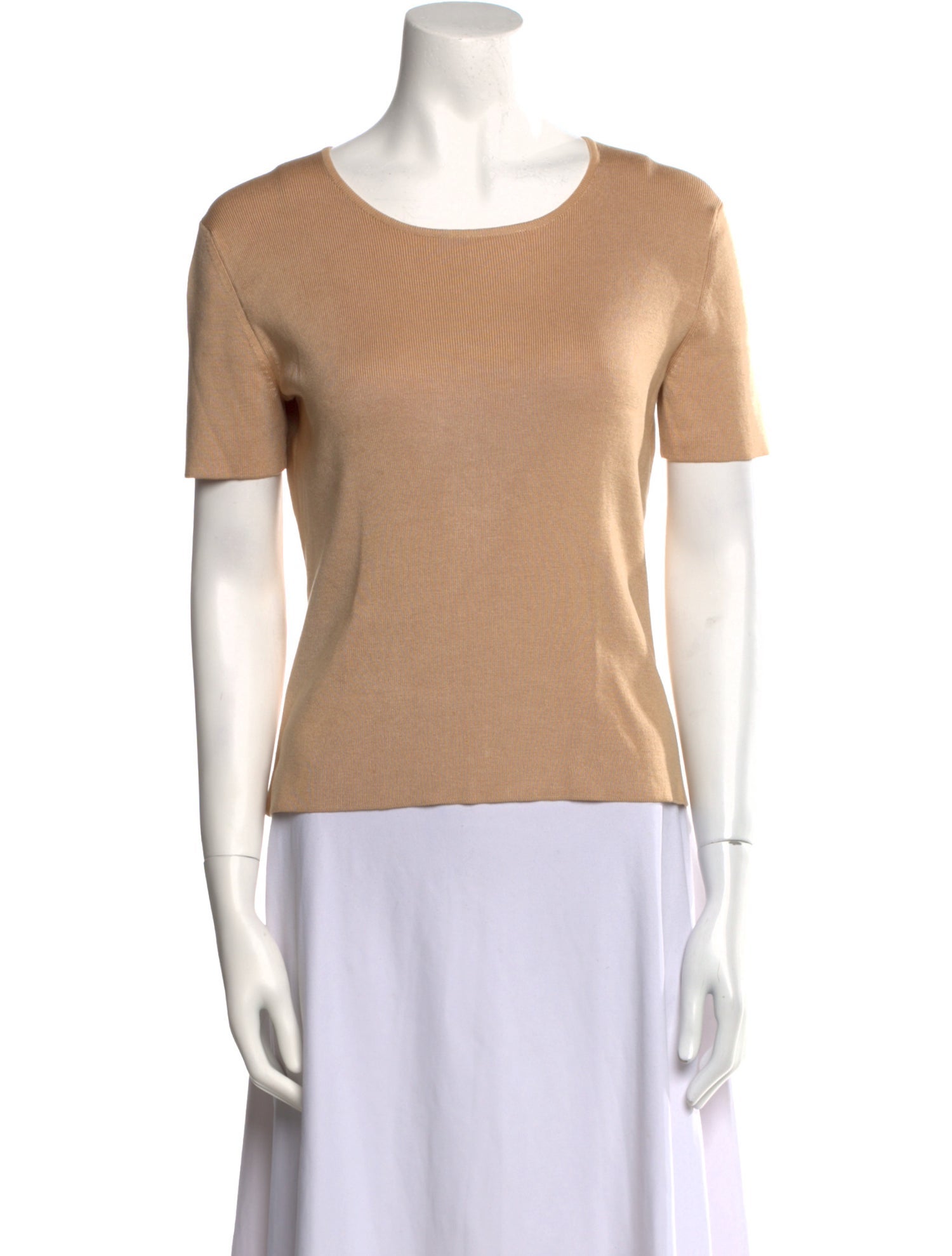 Neiman Marcus Silk Scoop Neck T-Shirt