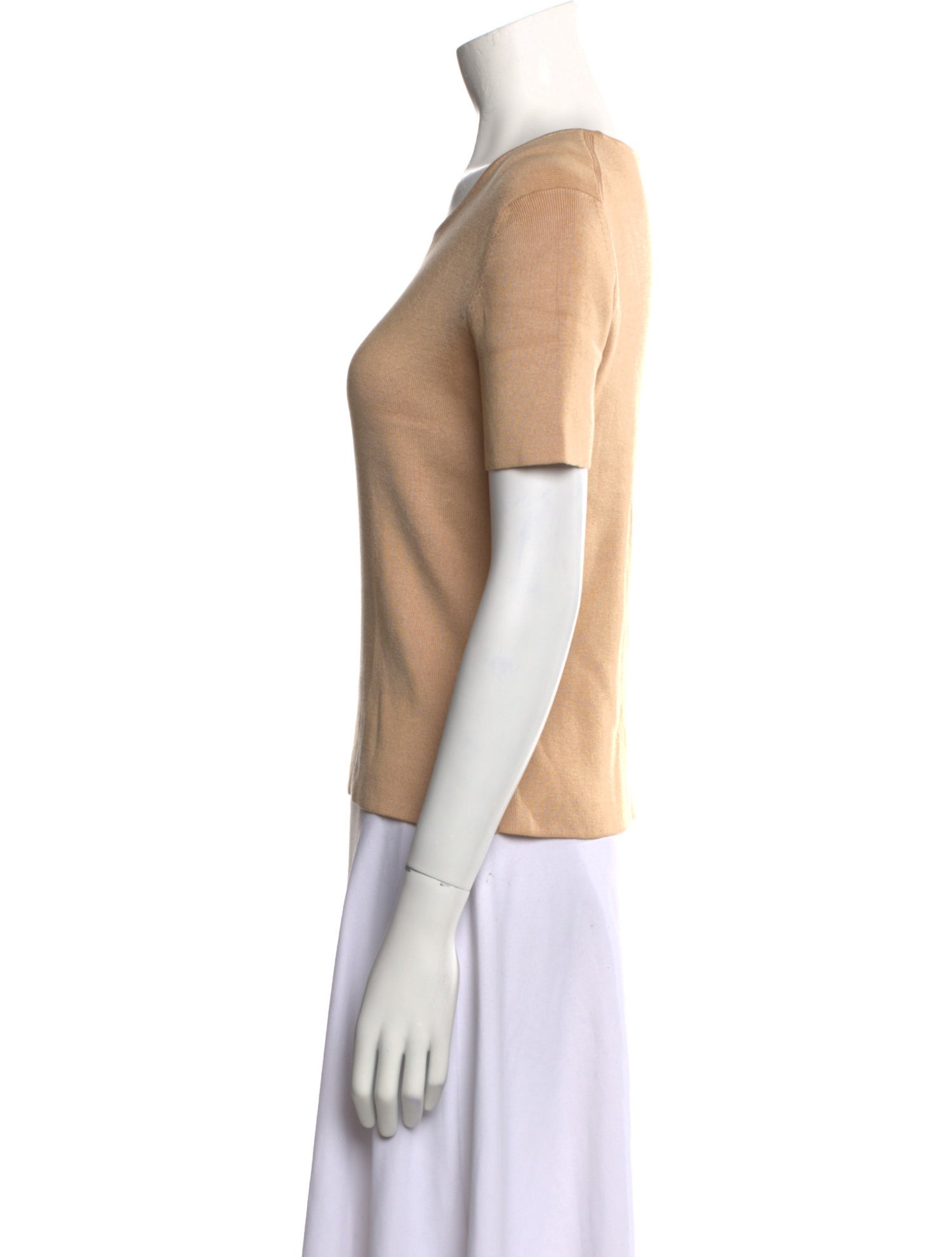 Neiman Marcus Silk Scoop Neck T-Shirt