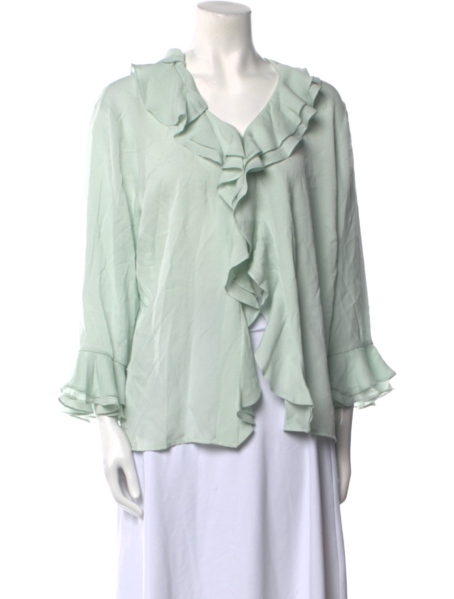 Neiman Marcus Silk Long Sleeve Blouse
