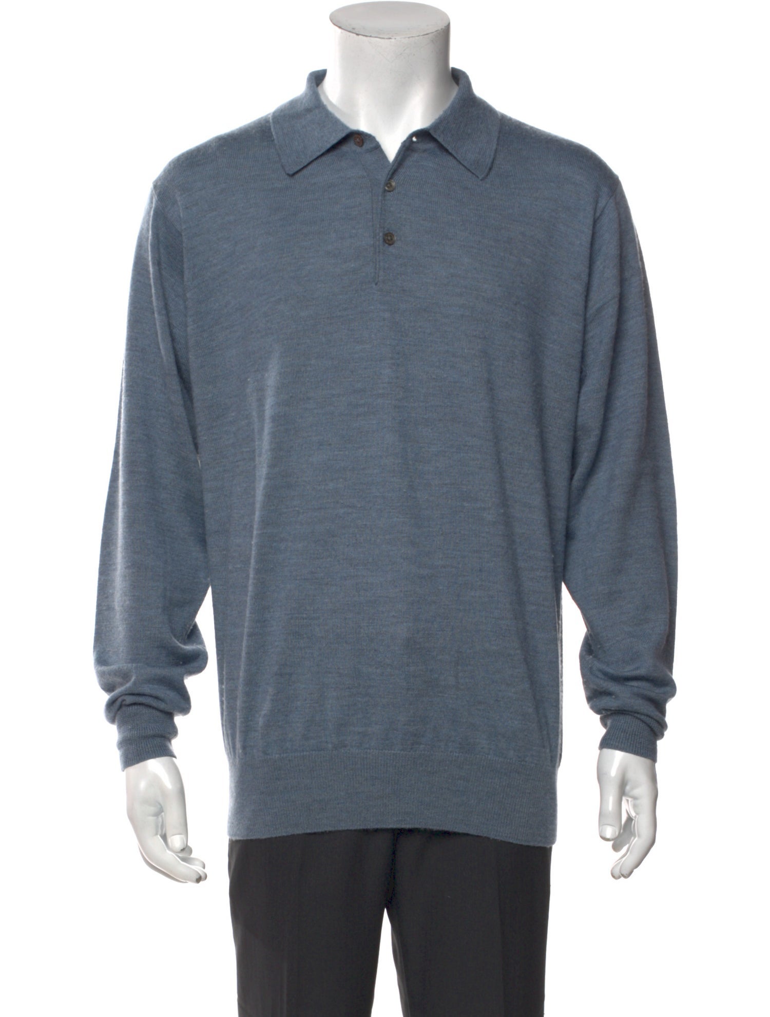 Neiman Marcus Collar Long Sleeve Polo Sweater