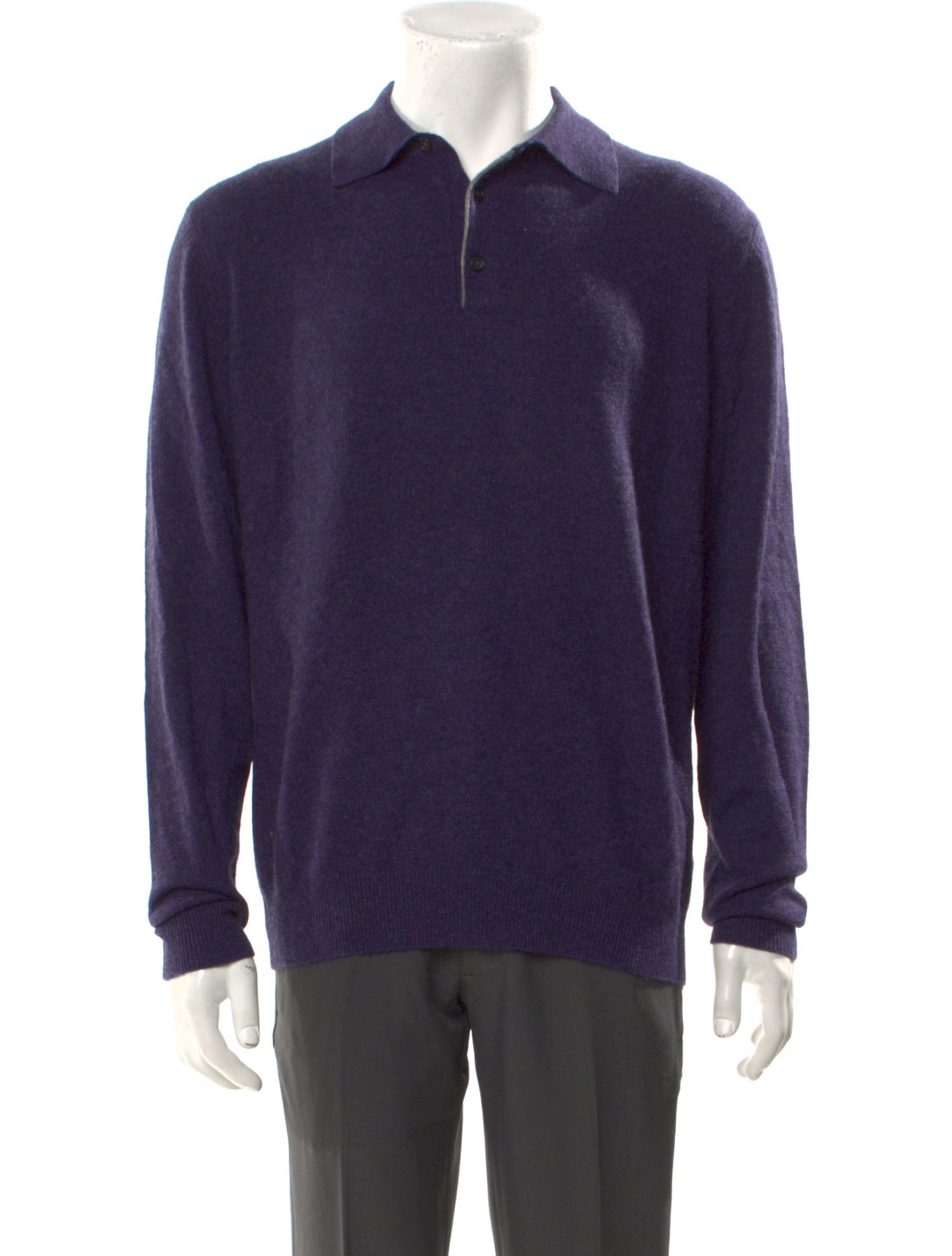 Neiman Marcus Cashmere Collar Polo Sweater