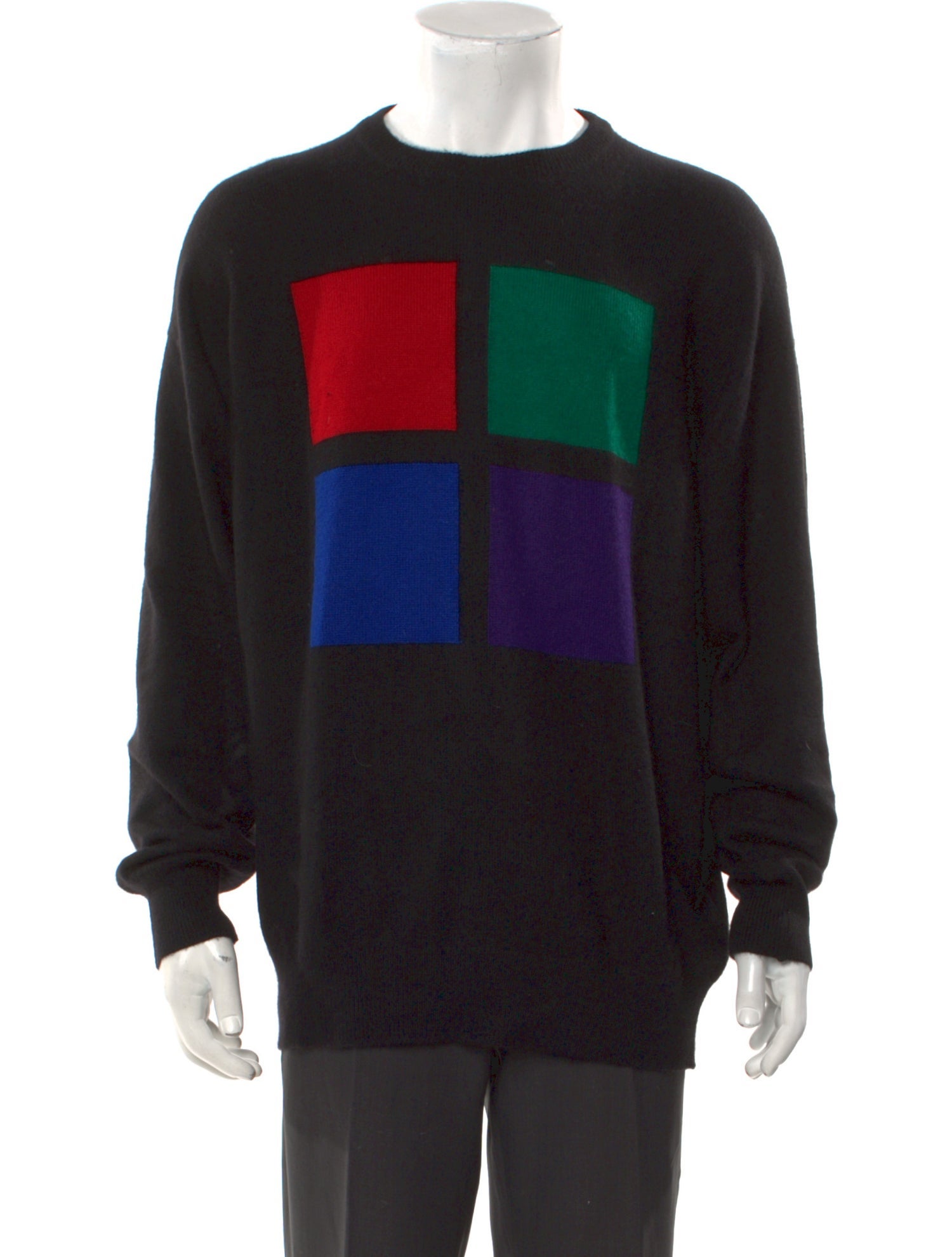 Neiman Marcus Graphic Print Crew Neck Pullover