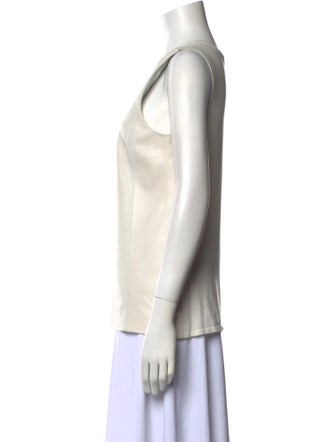 Cusp by Neiman Marcus Leather Crew Neck Top