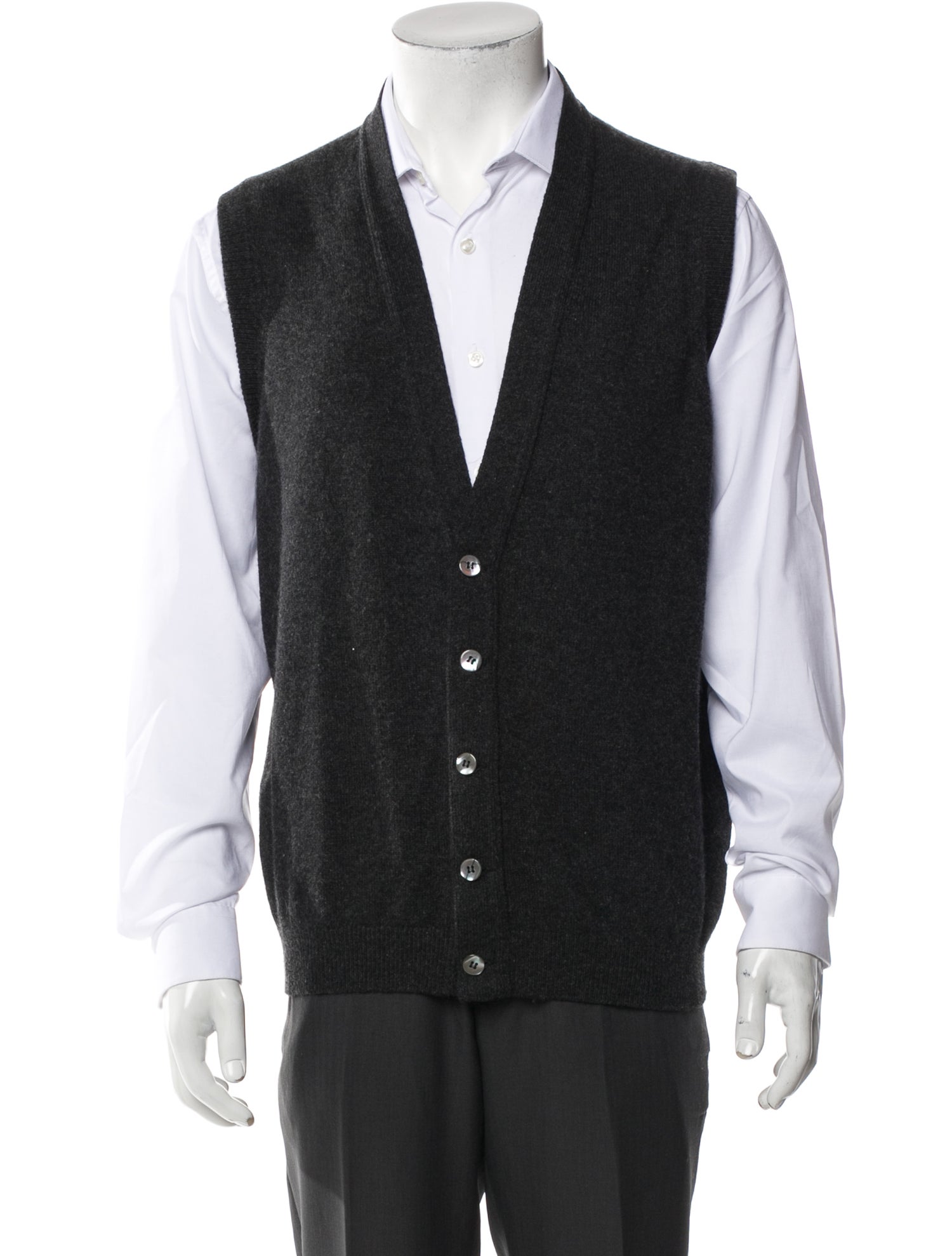 Neiman Marcus Cashmere V-Neck Sweater Vest