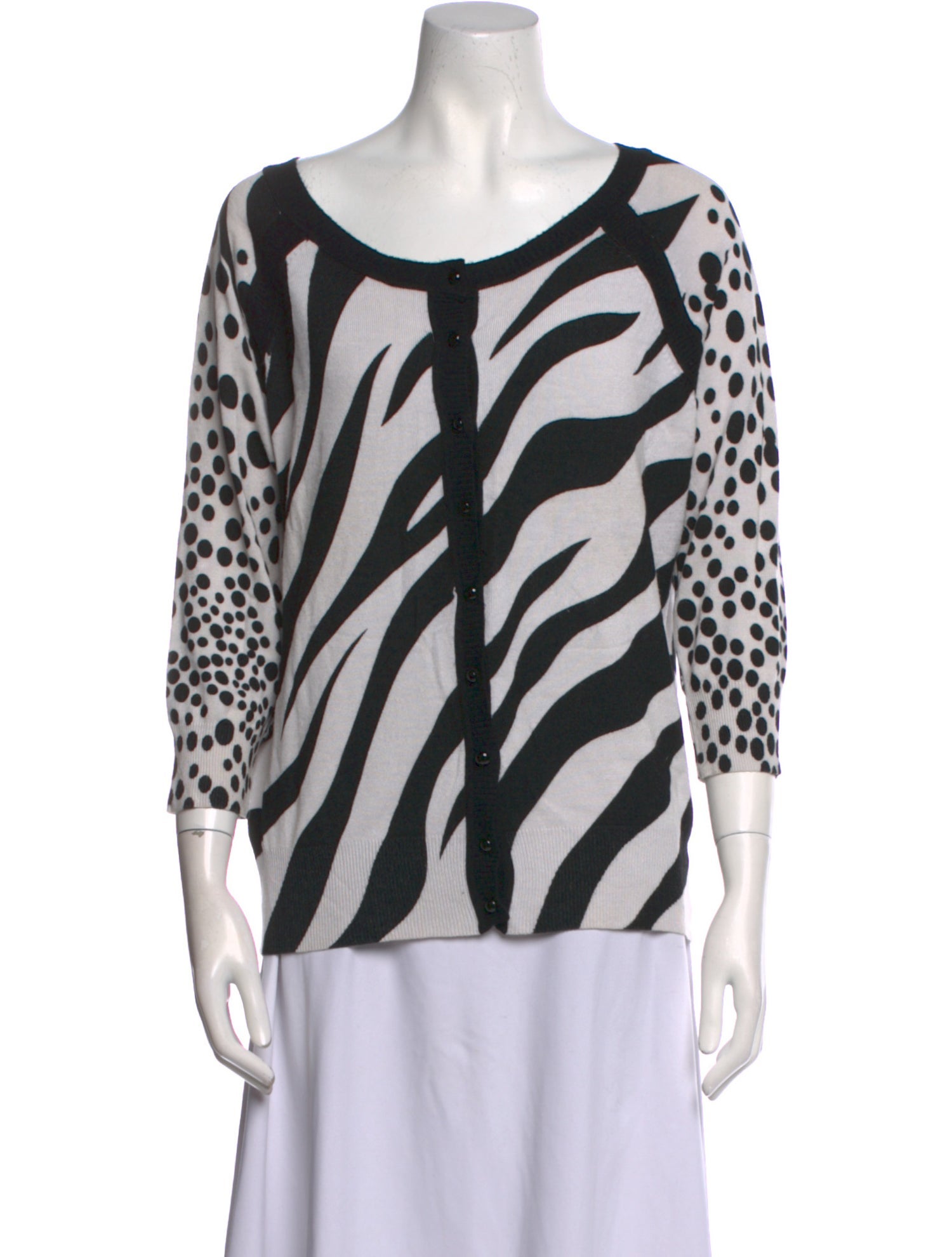 Neiman Marcus Animal Print Scoop Neck Sweater