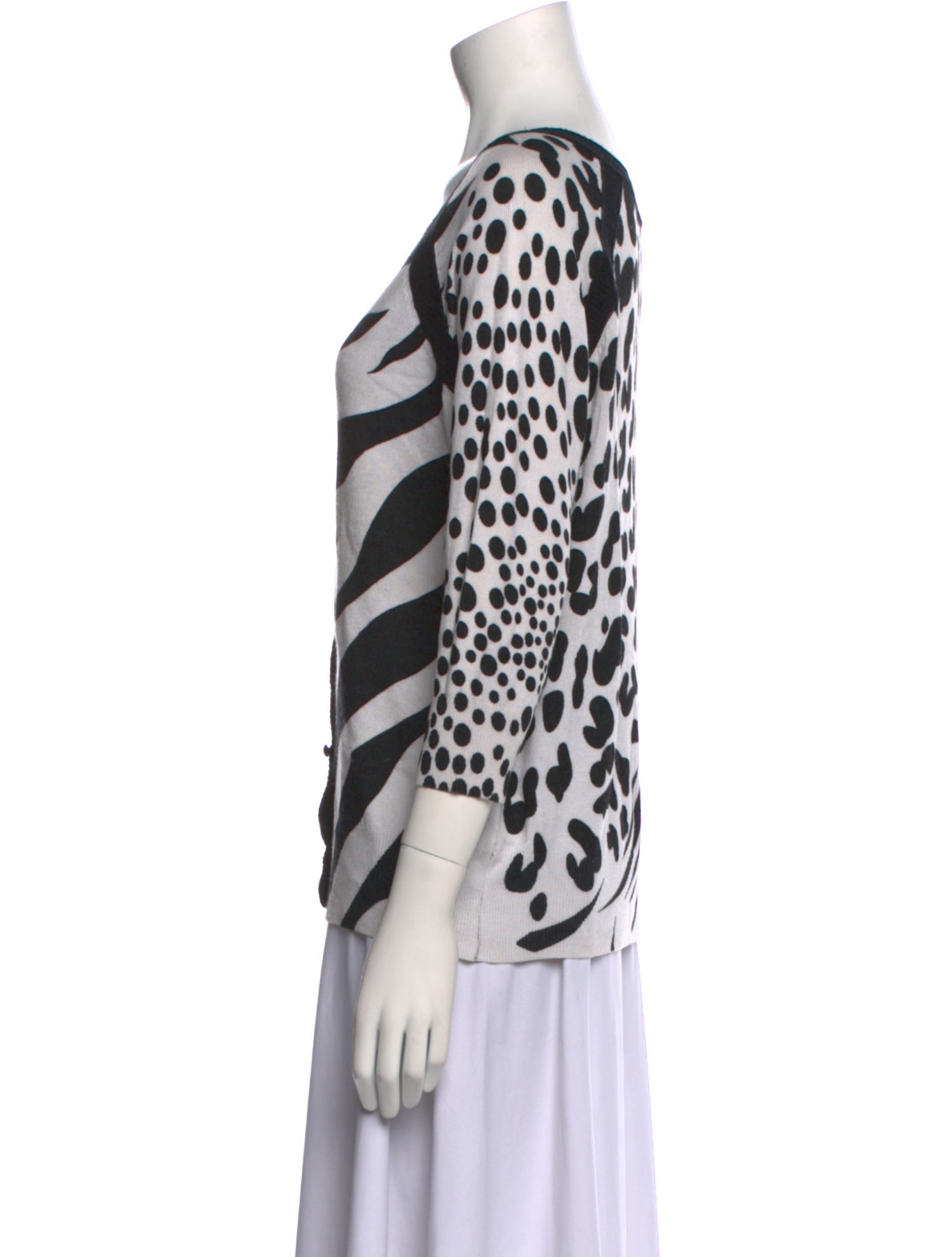 Neiman Marcus Animal Print Scoop Neck Sweater