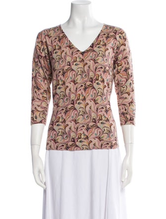 Neiman Marcus Cashmere Printed Sweater