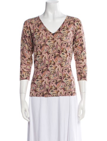 Neiman Marcus Knitwear Cashmere Printed Sweater XS