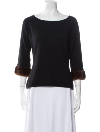 Neiman Marcus Cashmere Bateau Neckline Sweater