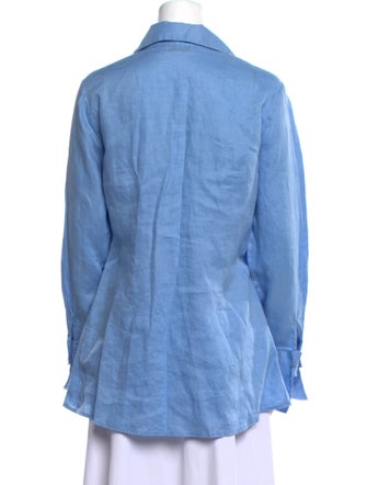 Neiman Marcus Linen Long Sleeve Button-Up Top