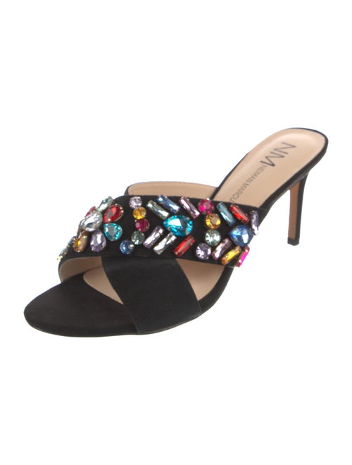 Neiman Marcus Suede Crystal Embellishments Slides