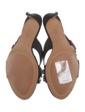 Neiman Marcus Suede Crystal Embellishments Slides