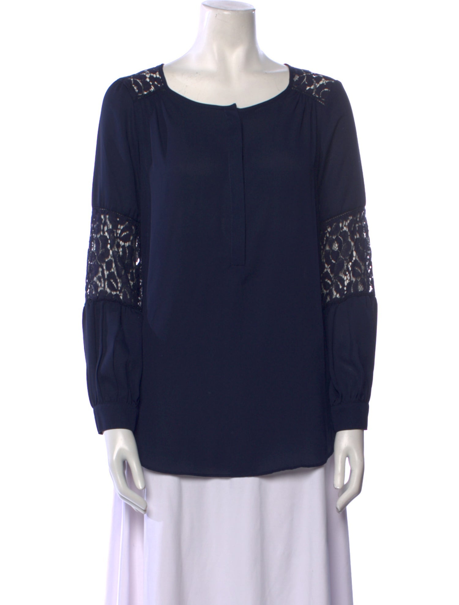 Neiman Marcus Scoop Neck Long Sleeve Blouse