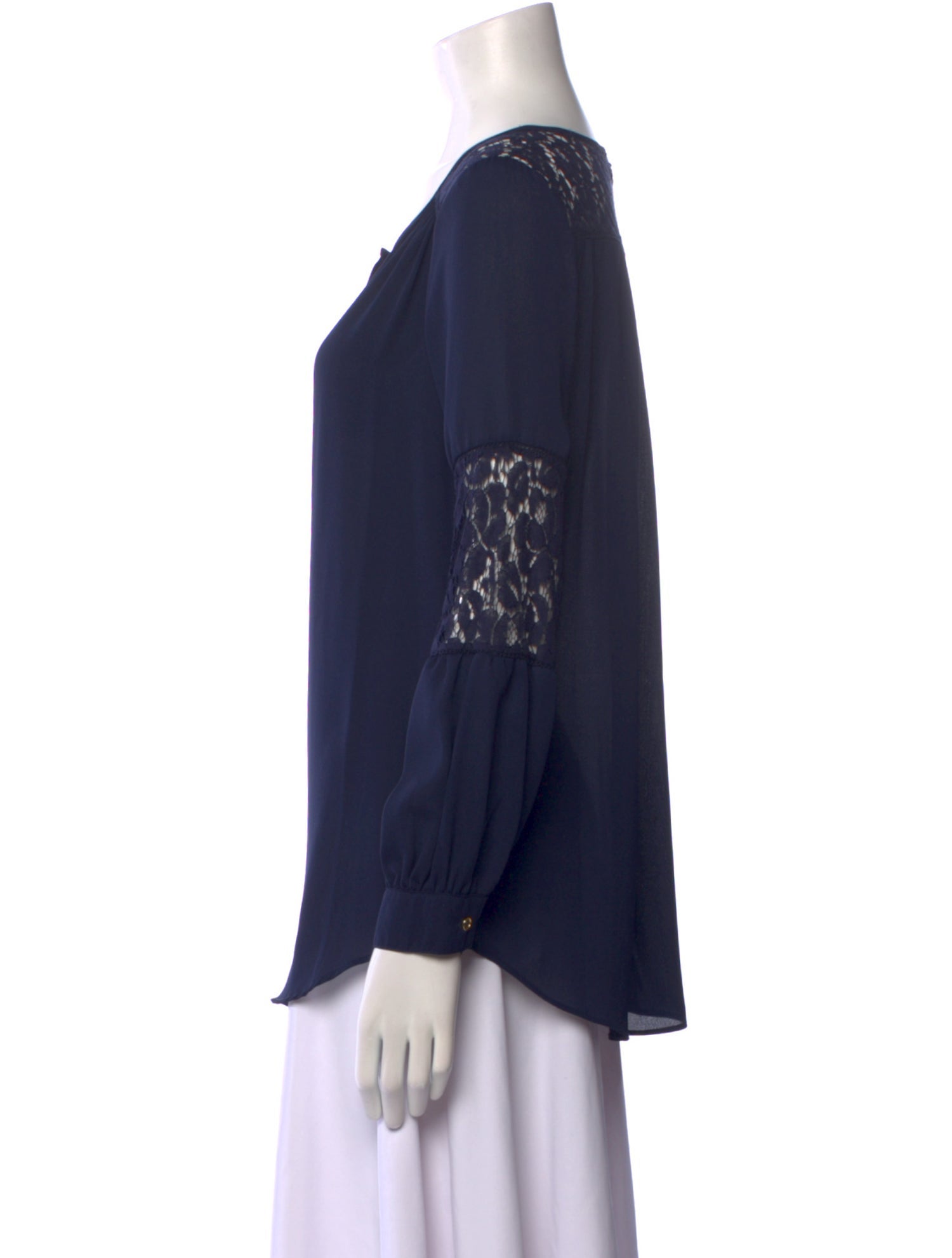 Neiman Marcus Scoop Neck Long Sleeve Blouse