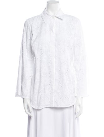 Neiman Marcus Long Sleeve Button-Up Top