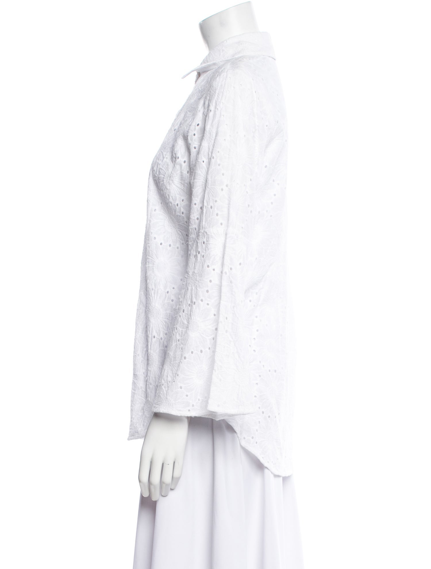 Neiman Marcus Long Sleeve Button-Up Top