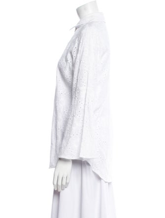 Neiman Marcus Long Sleeve Button-Up Top