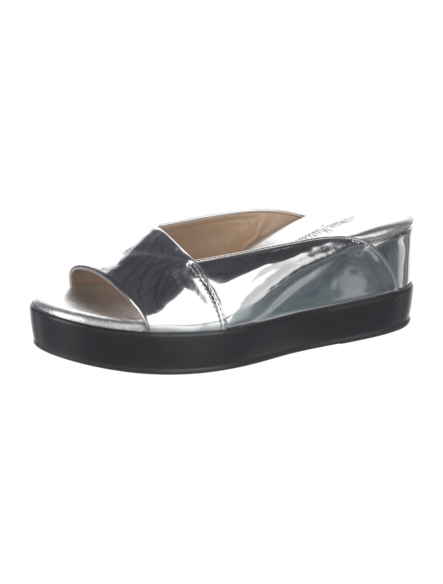 Neiman Marcus Leather Colorblock Pattern Slides