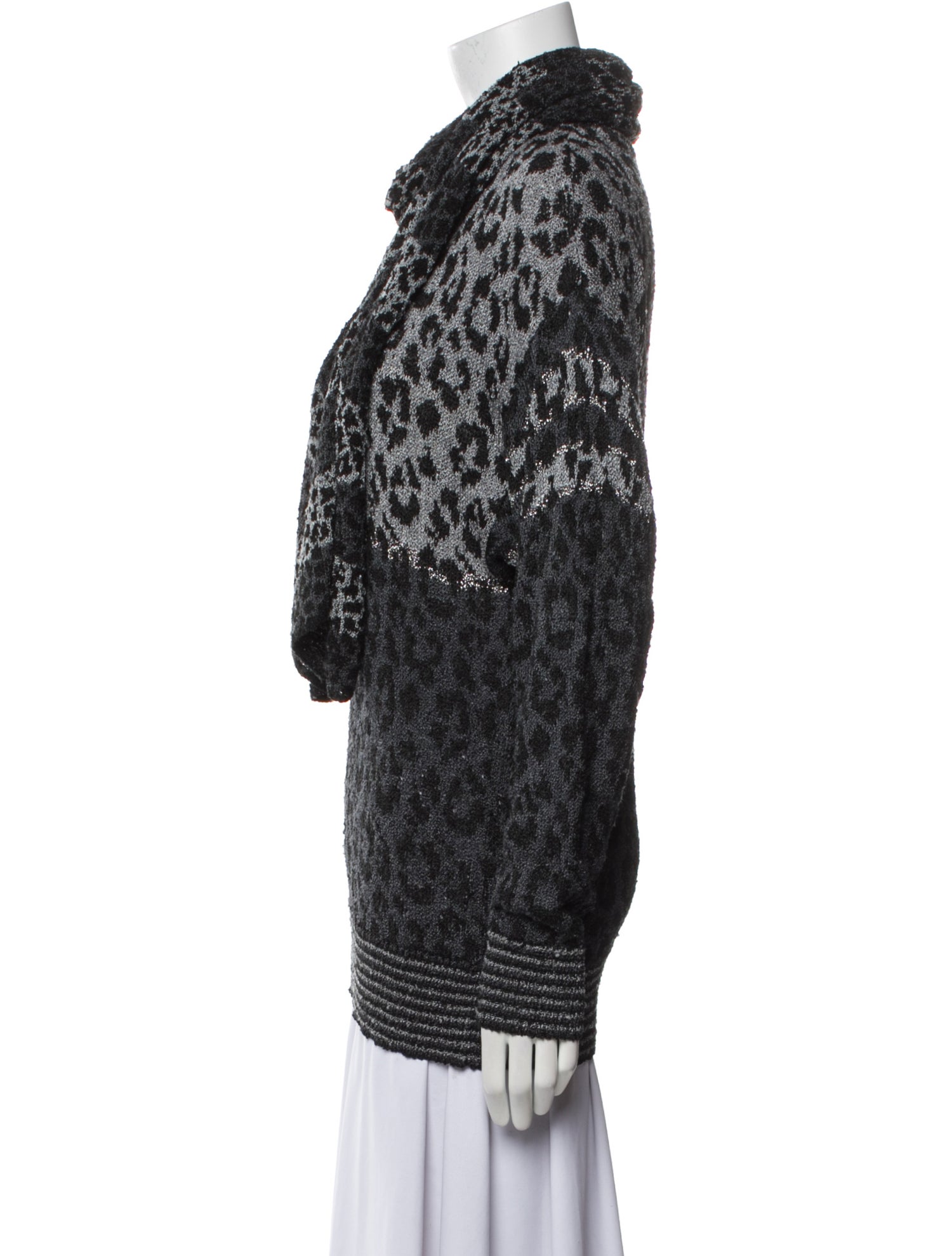 Neiman Marcus Printed Cowl Neck Sweater