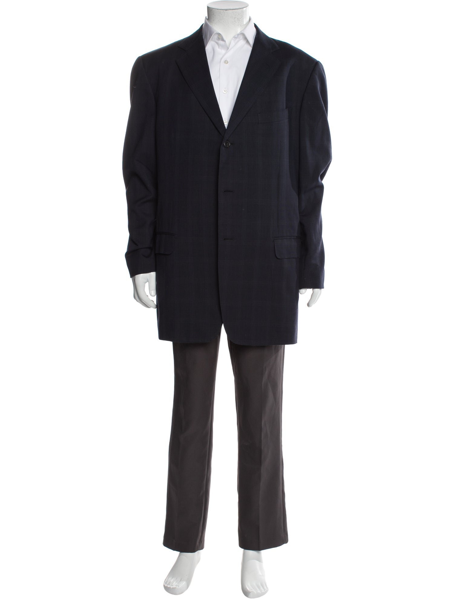 Ermenegildo Zegna Wool Plaid Print Blazer