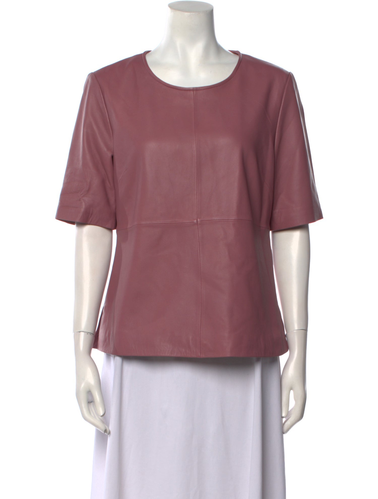 Neiman Marcus Leather Scoop Neck Top