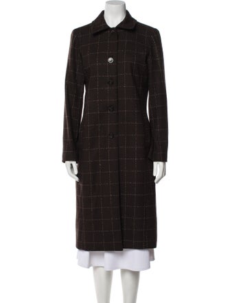 Neiman Marcus Wool Plaid Print Coat