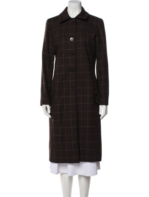 Neiman Marcus Wool Plaid Print Coat