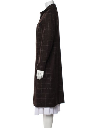 Neiman Marcus Wool Plaid Print Coat