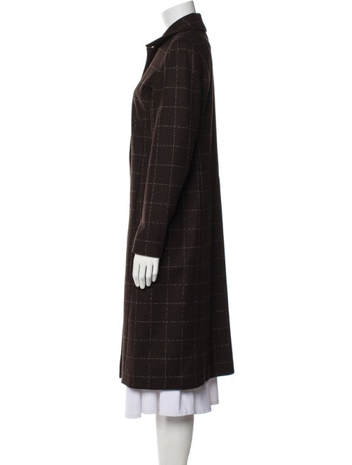 Neiman Marcus Wool Plaid Print Coat