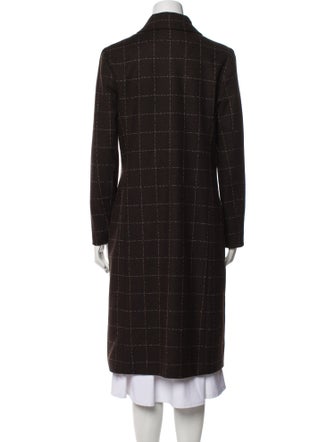 Neiman Marcus Wool Plaid Print Coat