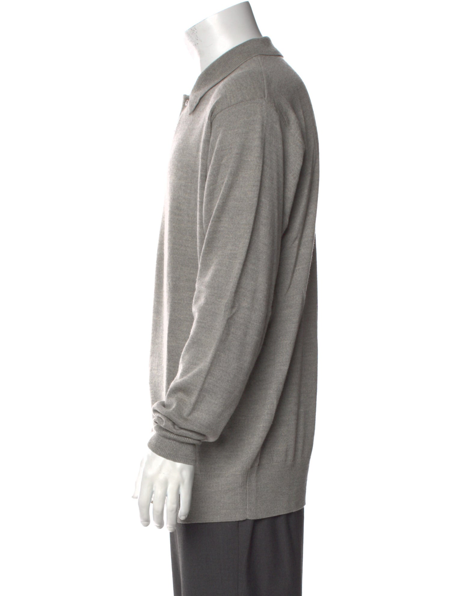 Neiman Marcus Merino Wool Crew Neck Polo Sweater