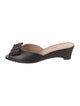 Neiman Marcus Leather Bow Accents Slides