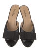 Neiman Marcus Leather Bow Accents Slides