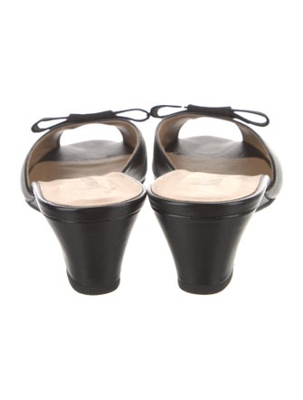 Neiman Marcus Leather Bow Accents Slides