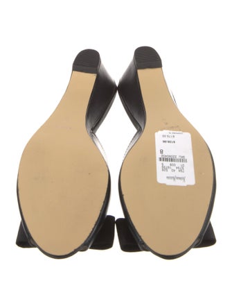 Neiman Marcus Leather Bow Accents Slides