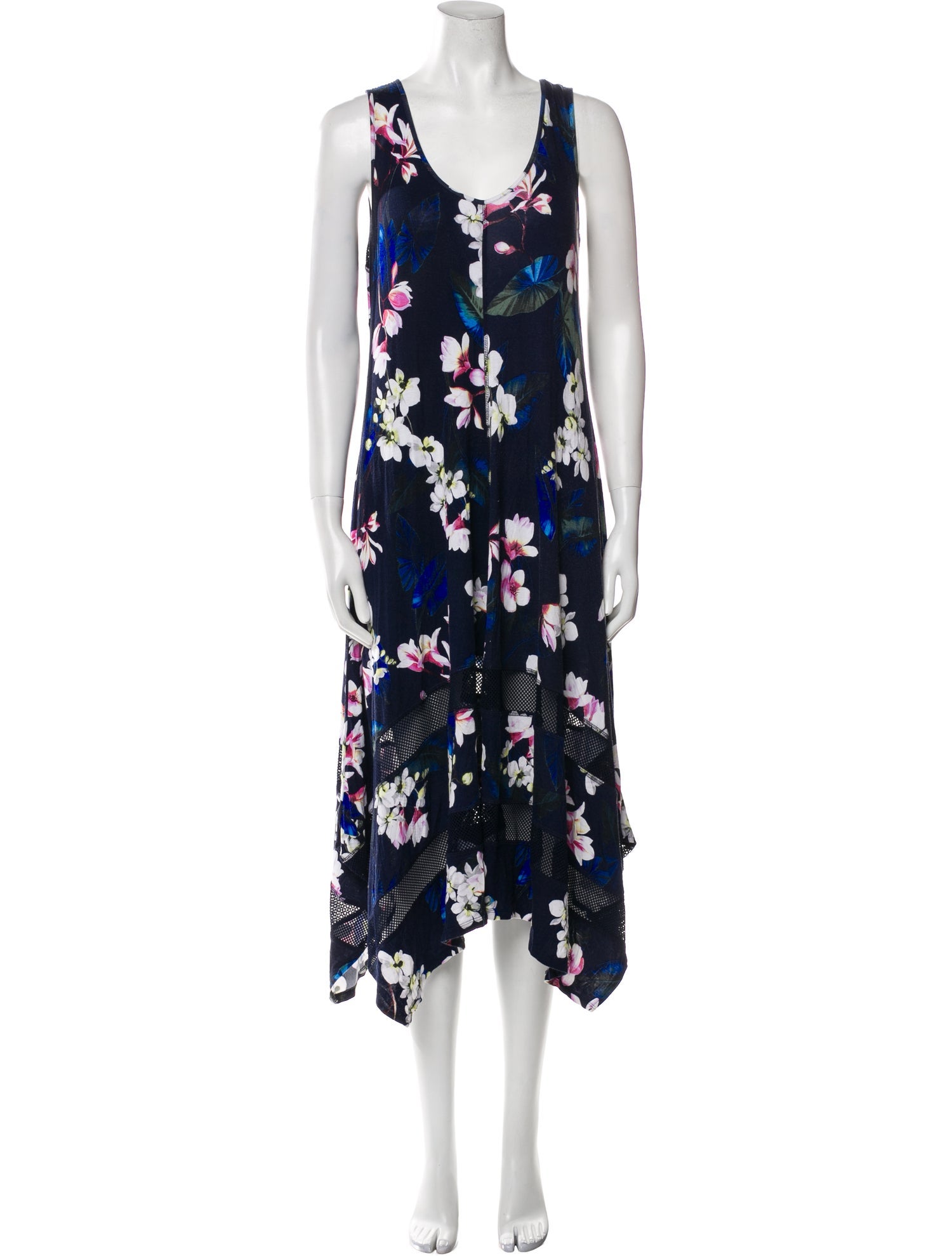Neiman Marcus Floral Print Midi Length Dress