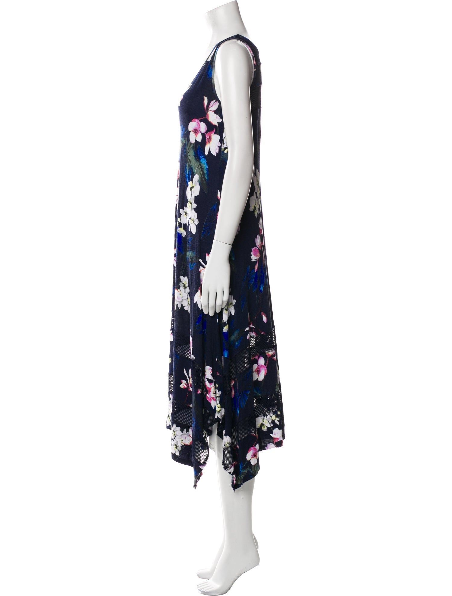 Neiman Marcus Floral Print Midi Length Dress