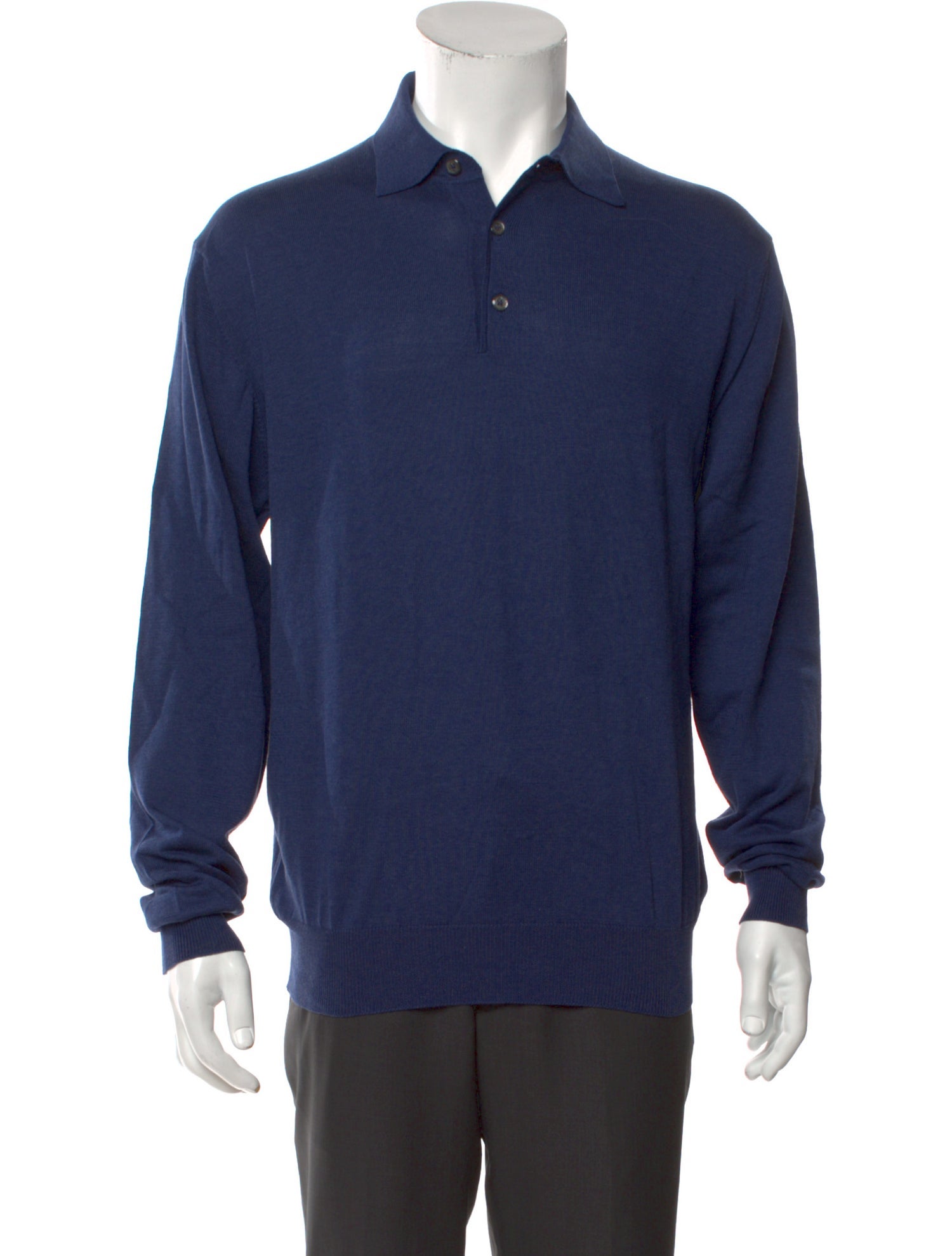 Neiman Marcus Collar Long Sleeve Polo Shirt