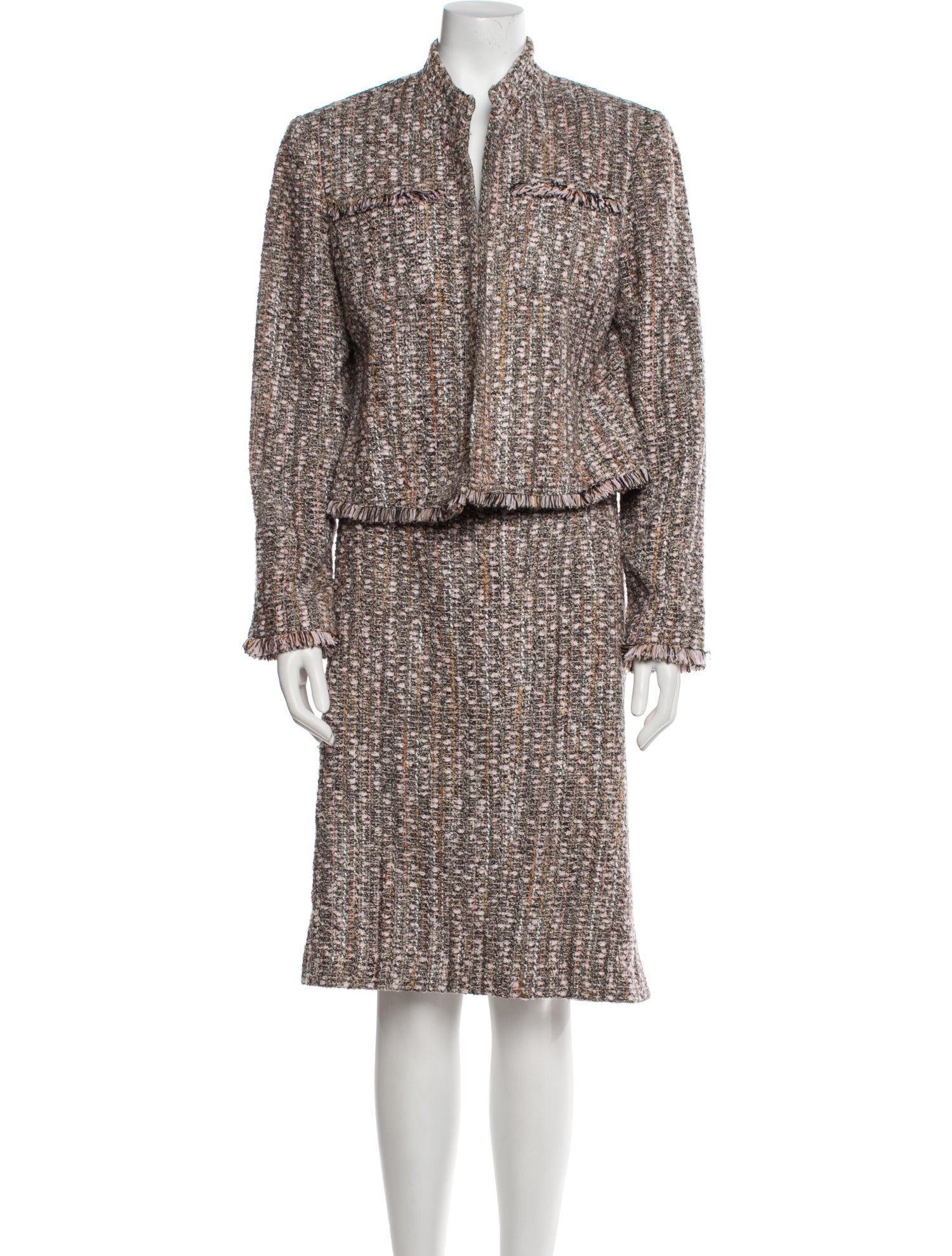 Neiman Marcus Wool Tweed Pattern Skirt Set