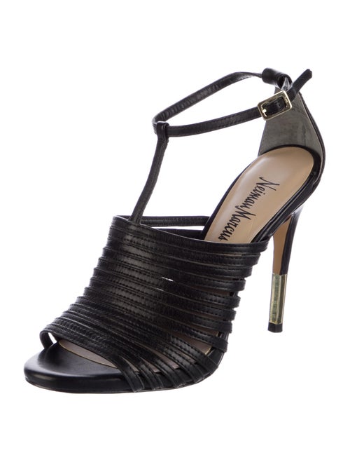 Neiman Marcus Patent Leather T-Strap Sandals